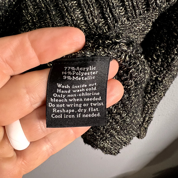 Rock & Republic Women Lg Sweater Shiny Metallic Glitter Chunky Grunge Whimsigoth - Picture 5 of 11